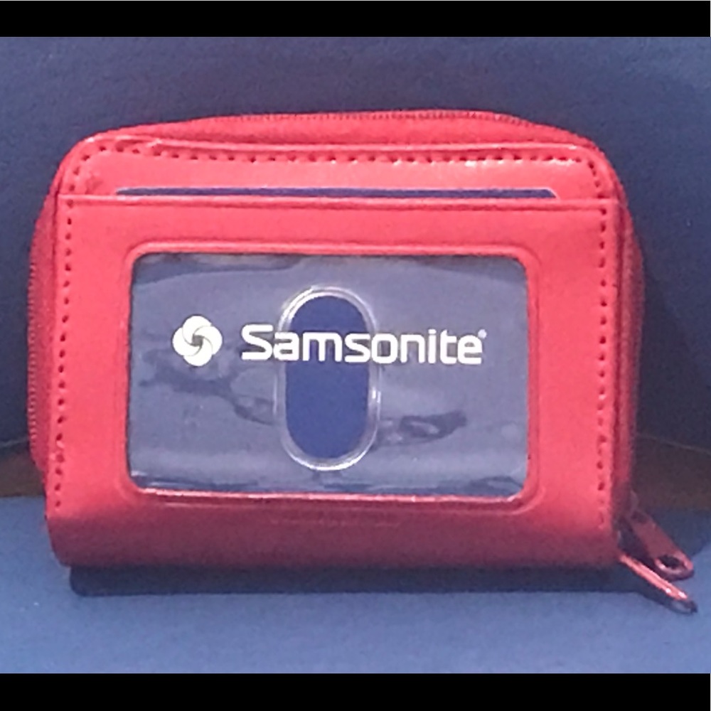 Samsonite red leather ID card case